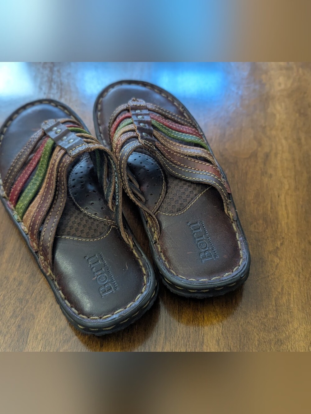 NWOT BORN Ela Multi ColorHandcrafted Leather Thong Sandal Imported US6 - Picture 6 of 8